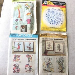 2 Vintage Holly Hobby Wax Transfers Embroidery 1 Mushrooms palm tree 1 Holly